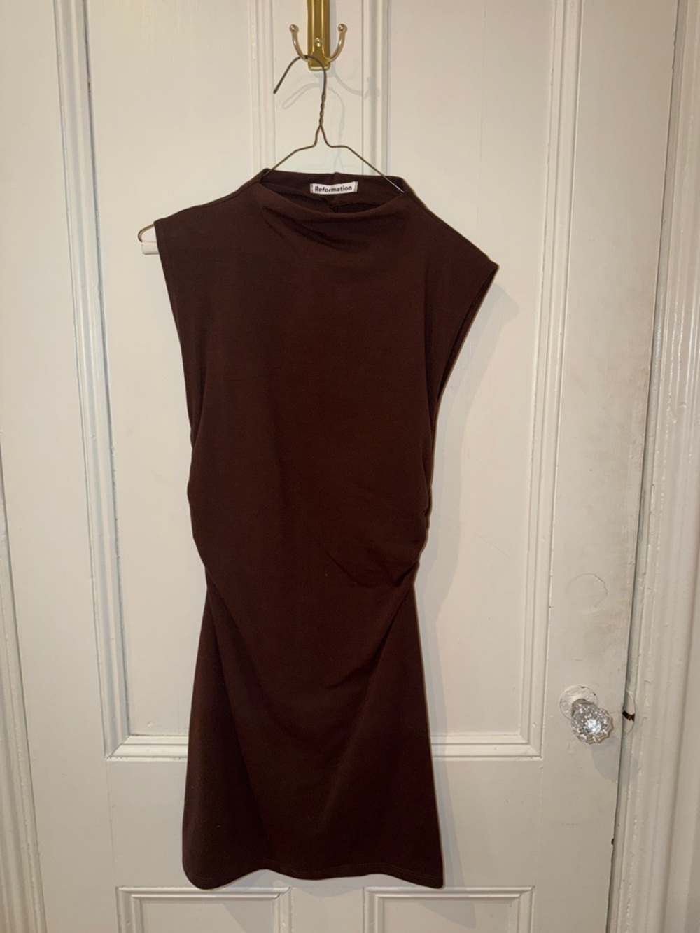 Reformation Dark Brown Alden Sleeveless Mini Dress